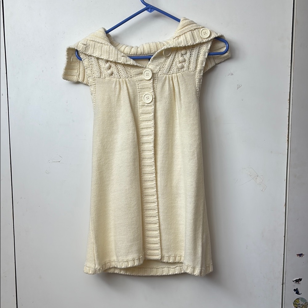 Charming Cream Knit Kids Dress